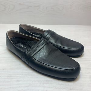 Ecco Grandpa Leather Slippers House Shoes Black Men 10.5 M‎